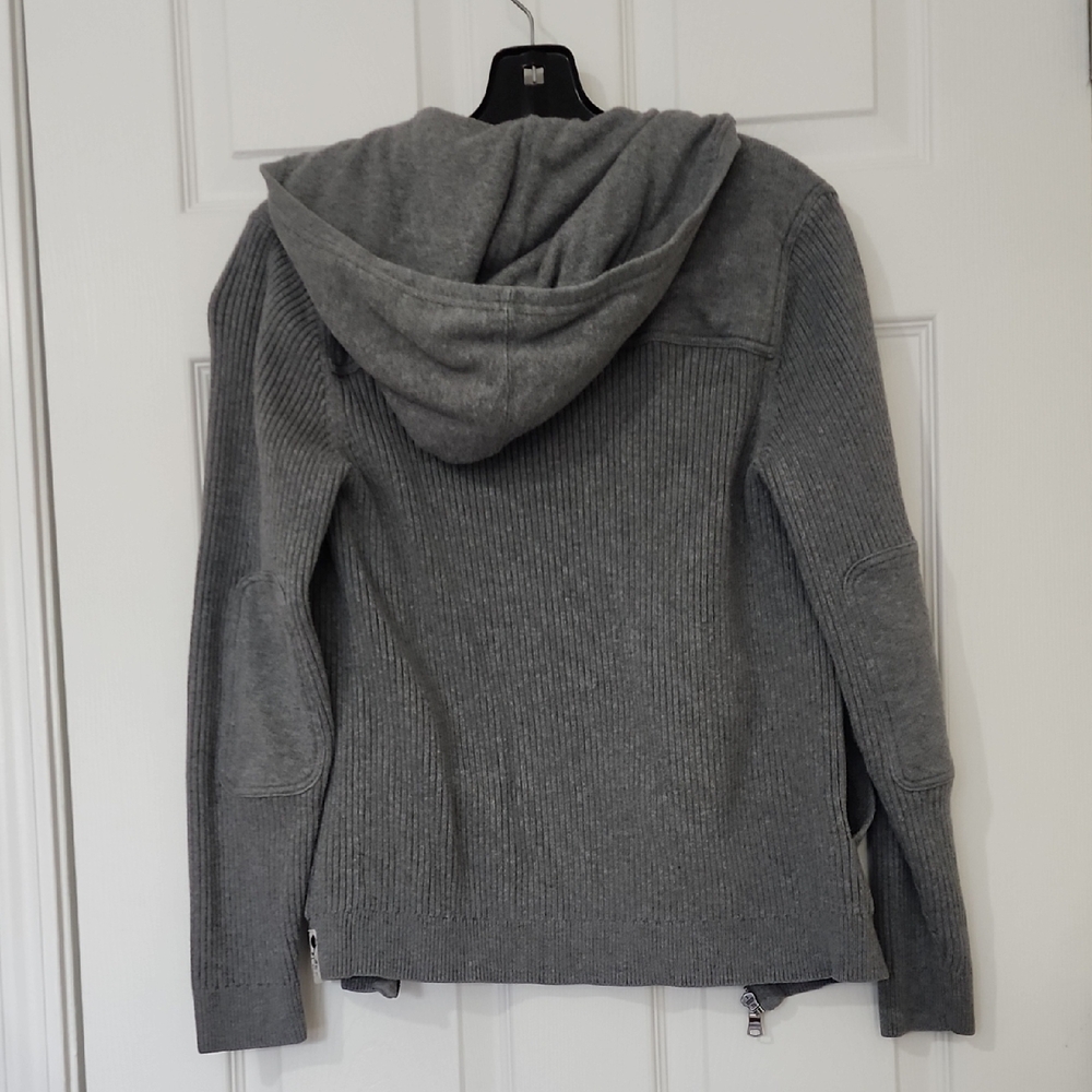 Express Gray Ribbed Hoodie - Picture 6 of 8